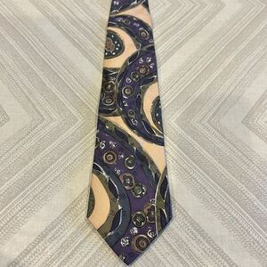 MBP Men’s Paisley & Floral Purple, Tan and Olive Silk Tie